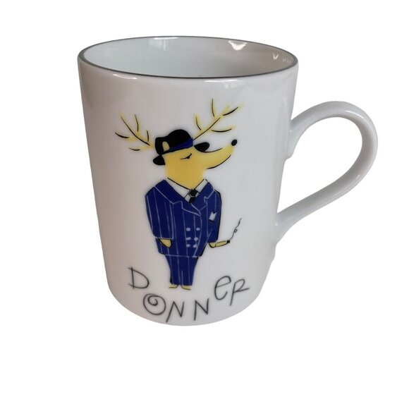 Pottery Barn Reindeer Mug "Donner" Made In Japan 10 Oz Replacement - Picture 1 of 4